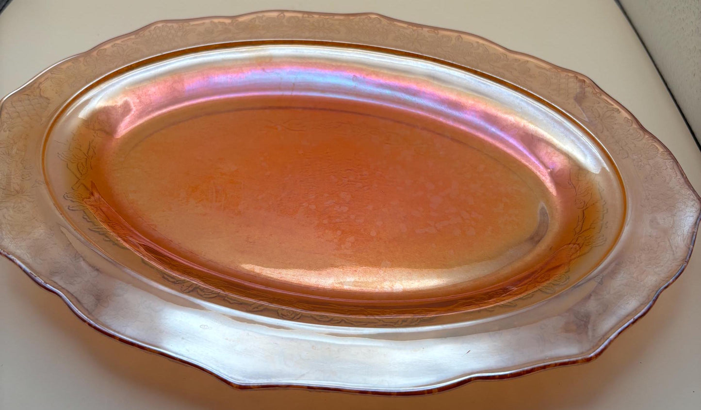 Vintage Federal Glass Marigold Carnival Glass Platter Orange Plate Lover Antiques and Vintage