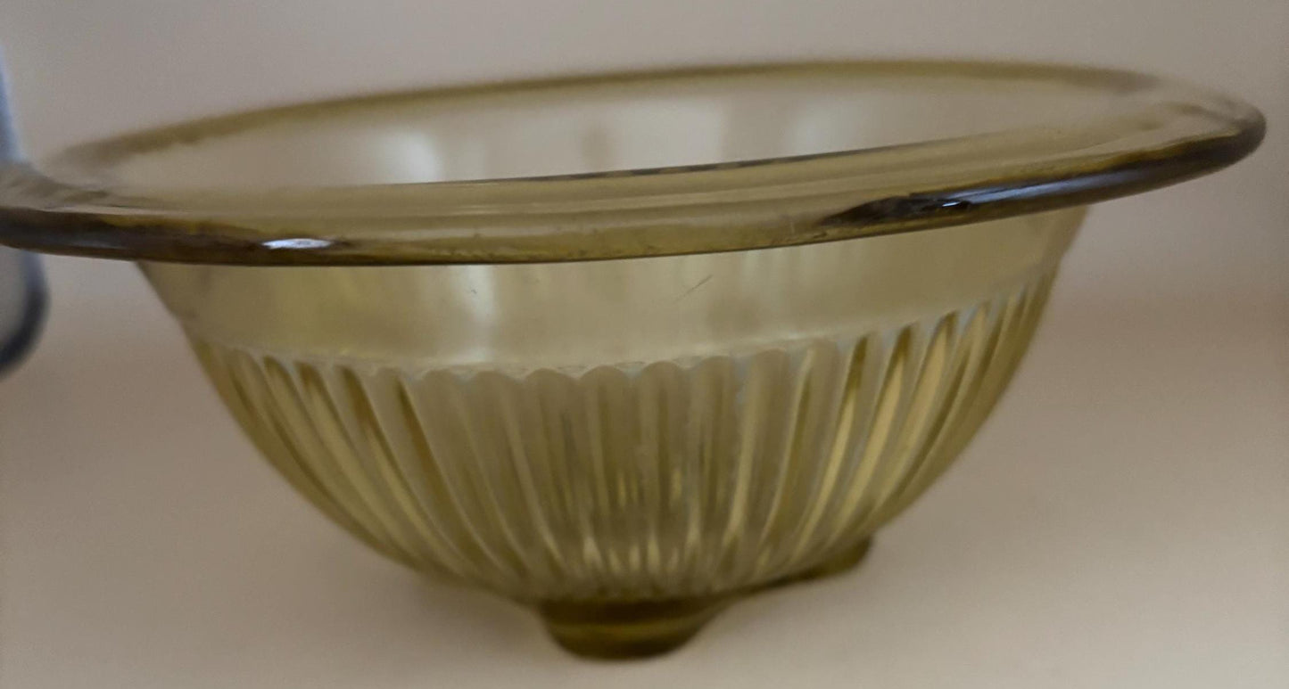 Depression Glass Mixing Bowl Federal Glass Company Ribbed Lower Panel Golden Glow Yellow Bowl Lover Antiques and Vintage