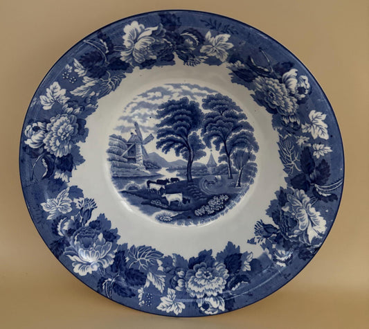 Enoch Wood's English Scenery Woods Ware Canton Wood & Sons of England Antique Blue and White Bowl Chinese Lover Antiques and Vintage