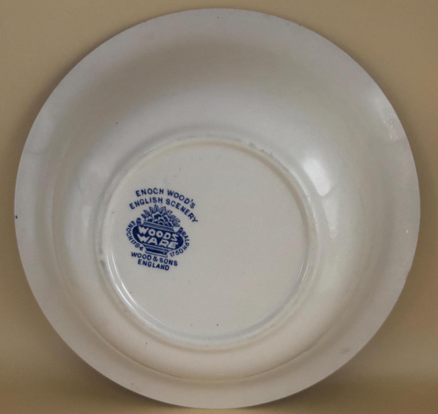 Enoch Wood's English Scenery Woods Ware Canton Wood & Sons of England Antique Blue and White Bowl Chinese Lover Antiques and Vintage
