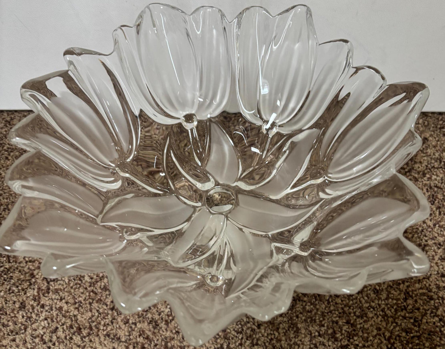 Vintage Mikasa Tulip Satin Etched Bowl Petals of Flowers Frosted Glass Vase Art Glass Lover Antiques and Vintage