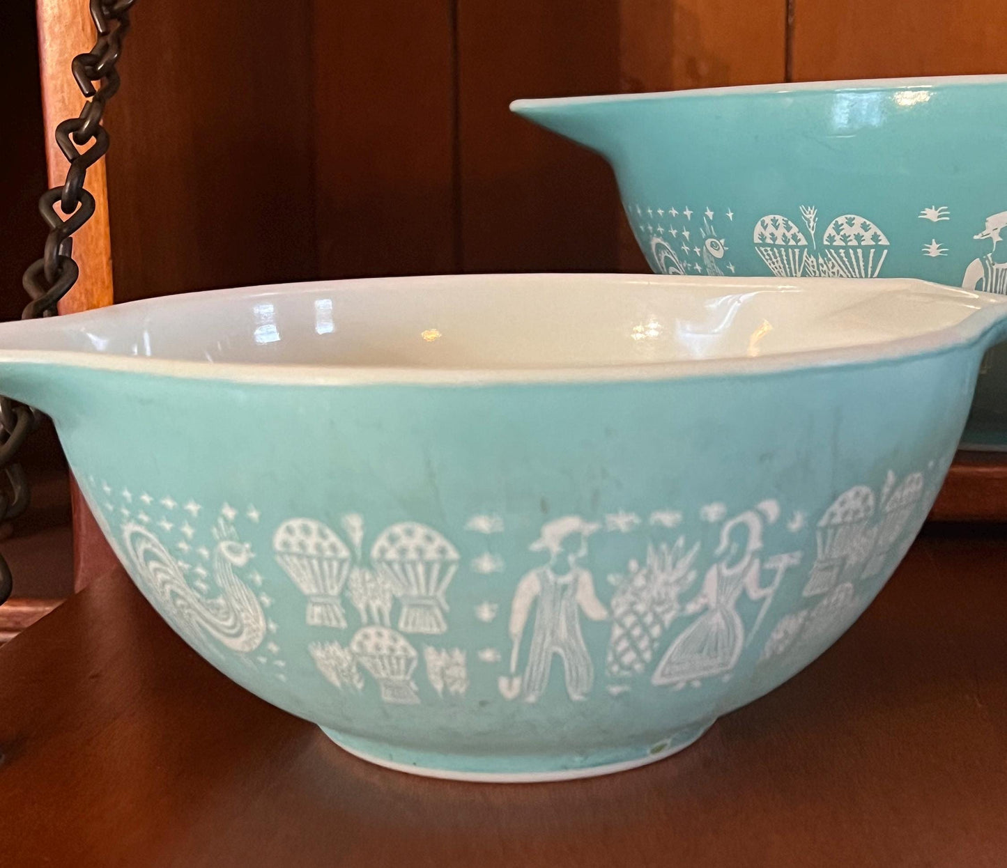 Vintage Pyrex Amish Butterprint Cinderella Bowls, Turquoise and White Collection Pyrex Set of 3 Bowls Lover Antiques and vintage