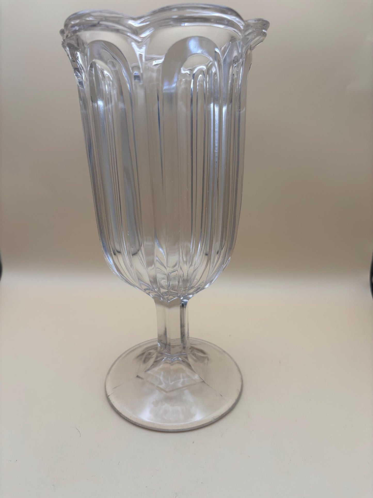 Antique Celery Footed Vase Specialty Glass Vase with Ruffled Mouth Lover Antiques and Vintage