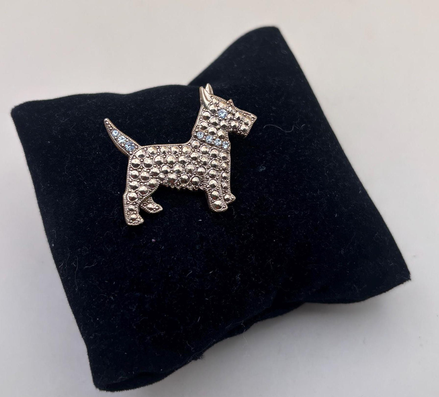 Vintage Scottie Dog Pin with Blue Collar Brooch Lover Antiques and Vintage