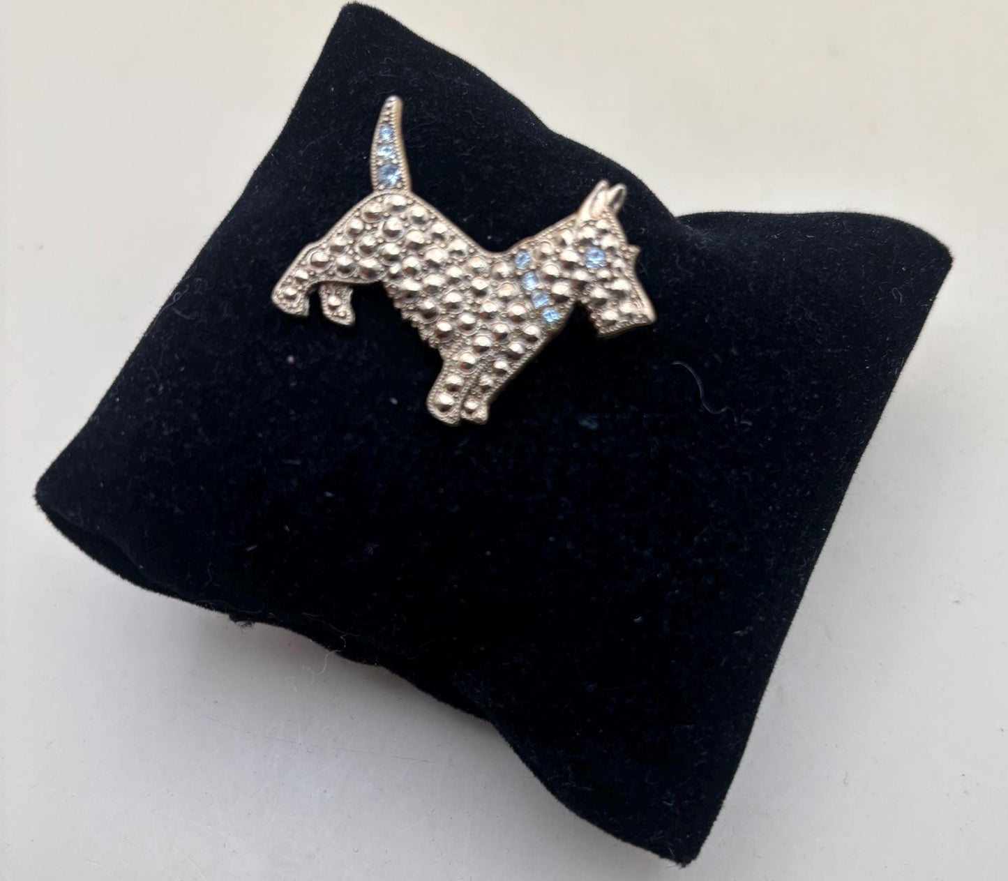 Vintage Scottie Dog Pin with Blue Collar Brooch Lover Antiques and Vintage
