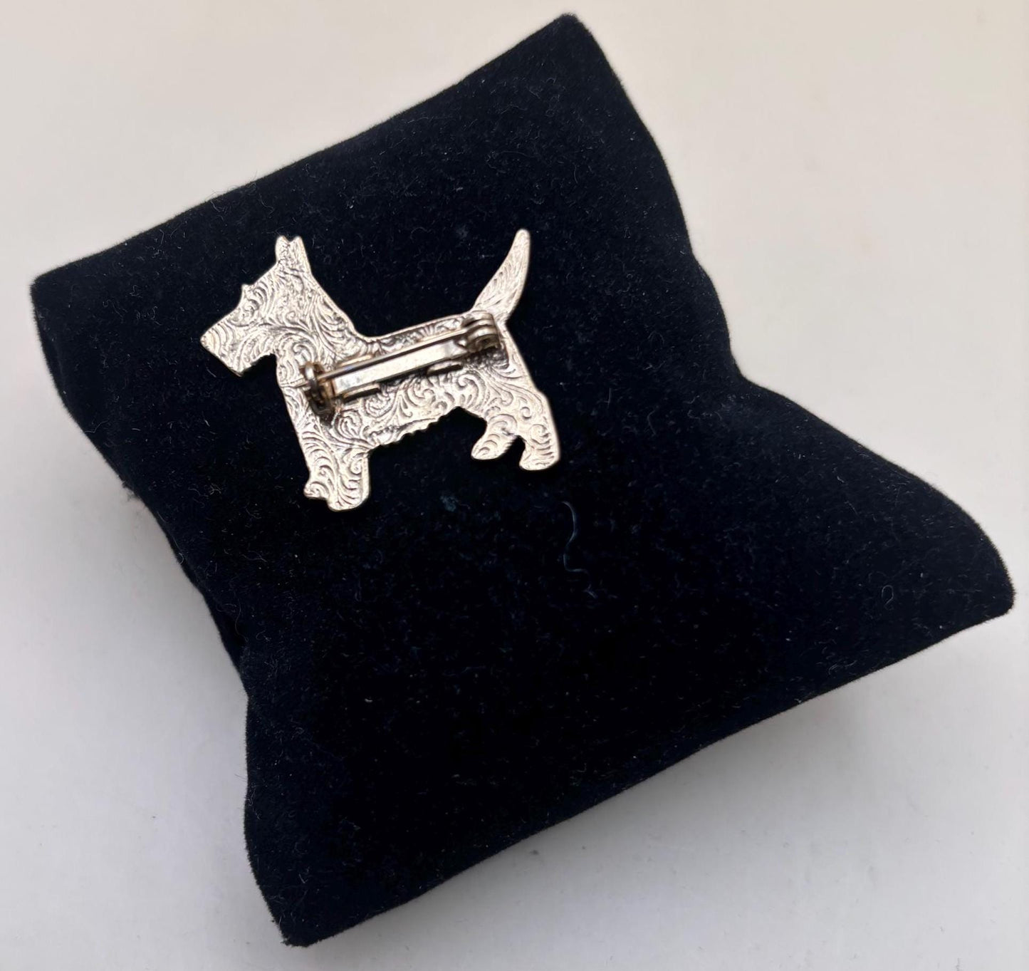 Vintage Scottie Dog Pin with Blue Collar Brooch Lover Antiques and Vintage
