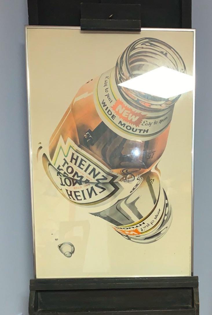 Vintage Original 1970 Heinz Bottle Framed Print by Michael English Pop Art Ketchup Large Print Artwork Art Prints Lover Antiques and Vintage