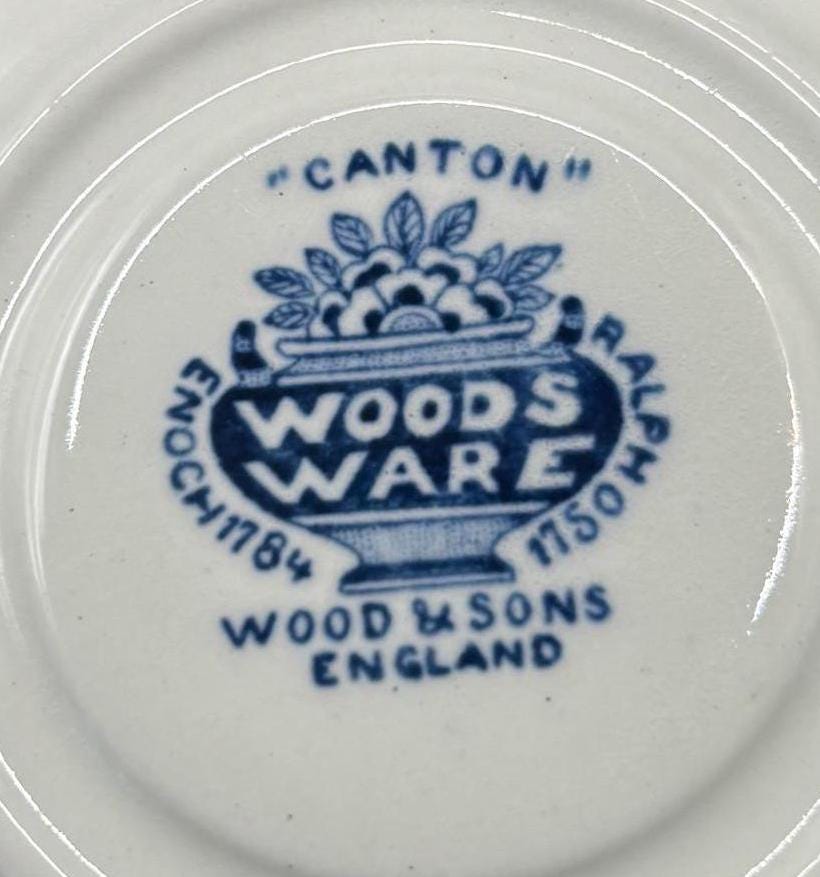 Canton Wood & Sons of England Antique Blue and White Saucer Woods Ware Plate Chinese Lover Antiques and Vintage