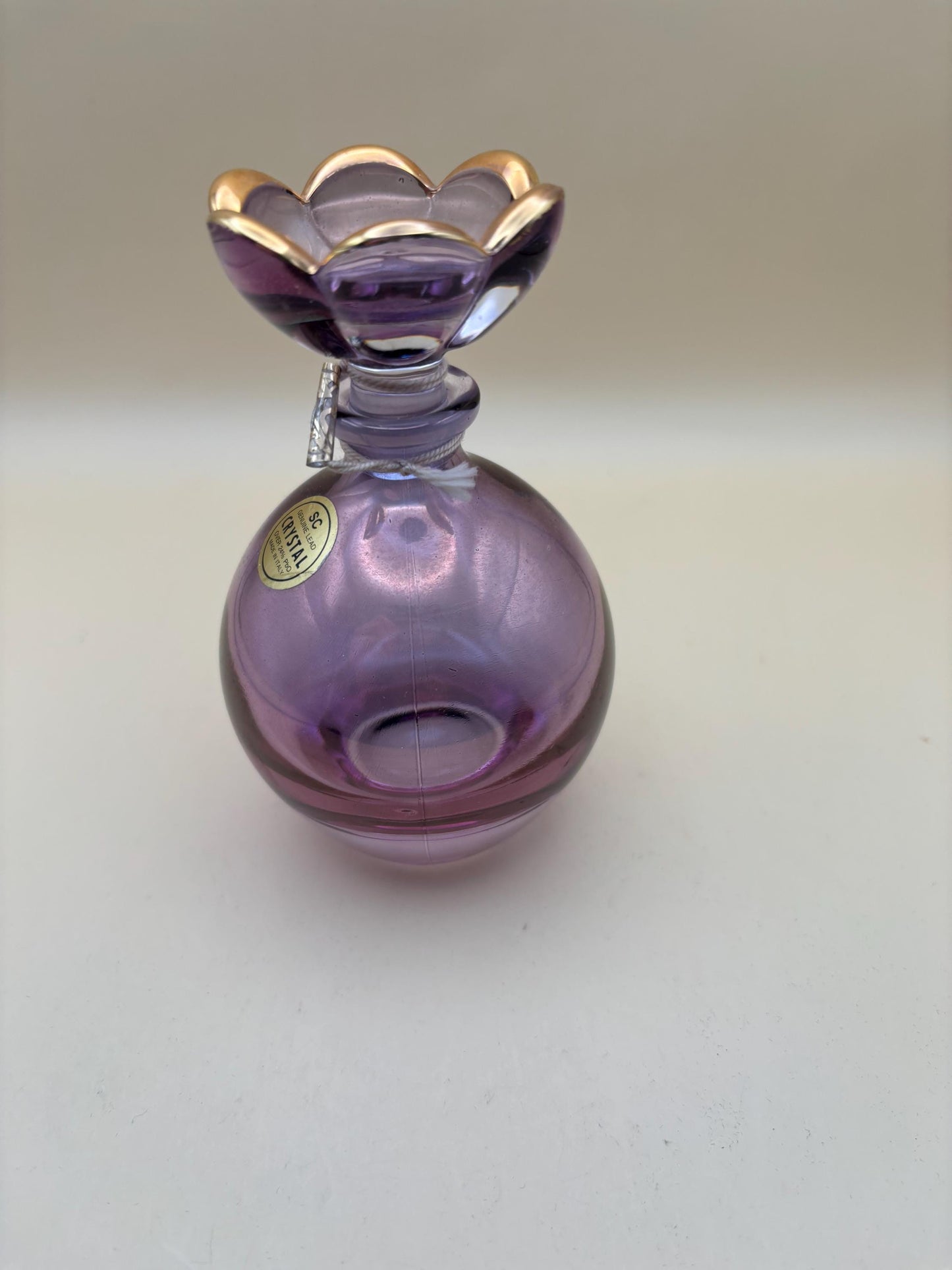 Vintage Purple Glass Crystal Perfume Bottle Made in Italy Lover Antiques and Vintage
