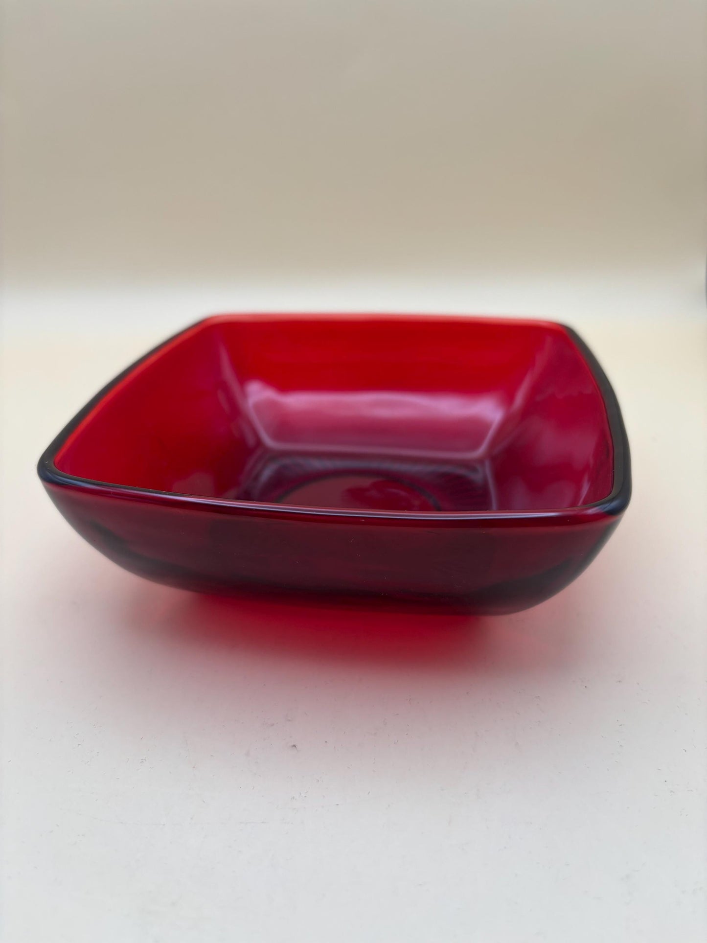 Vintage Ruby Red Square Bowl Anchor Hocking Gorgeous Red Bowl Lover Antiques and Vintage