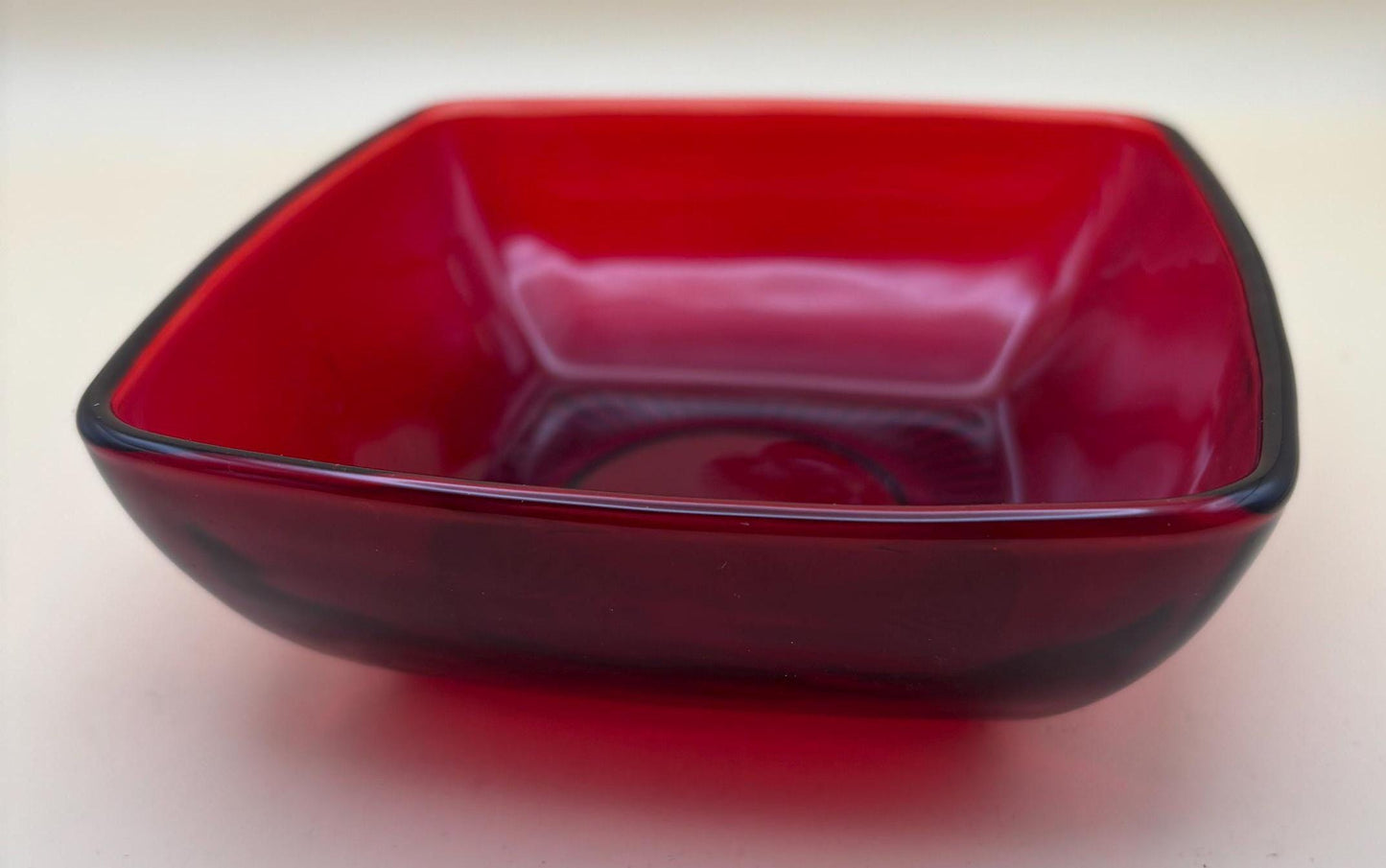 Vintage Ruby Red Square Bowl Anchor Hocking Gorgeous Red Bowl Lover Antiques and Vintage