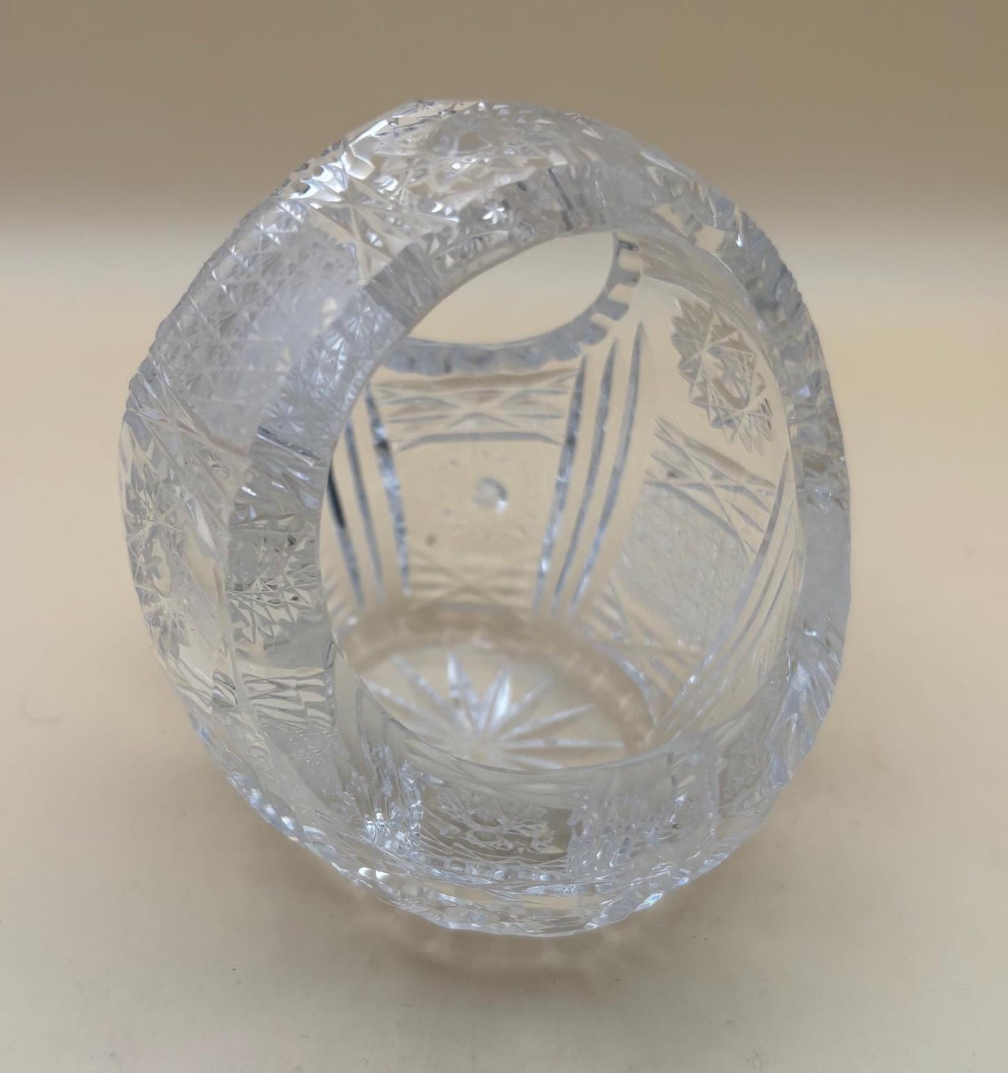 Vintage Crystal Glass Basket with Handle Lover Antiques and Vintage