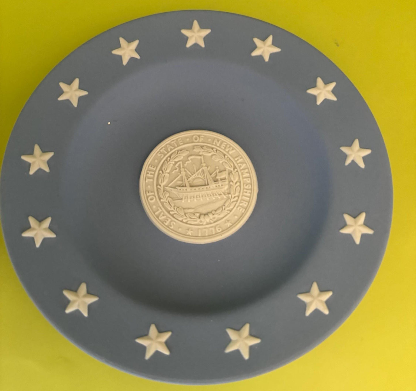 Vintage Wedgwood State of New Hampshire Seal Plate Blue Jasperware Plate Made in England Porcelain Lover Antiques and Vintage
