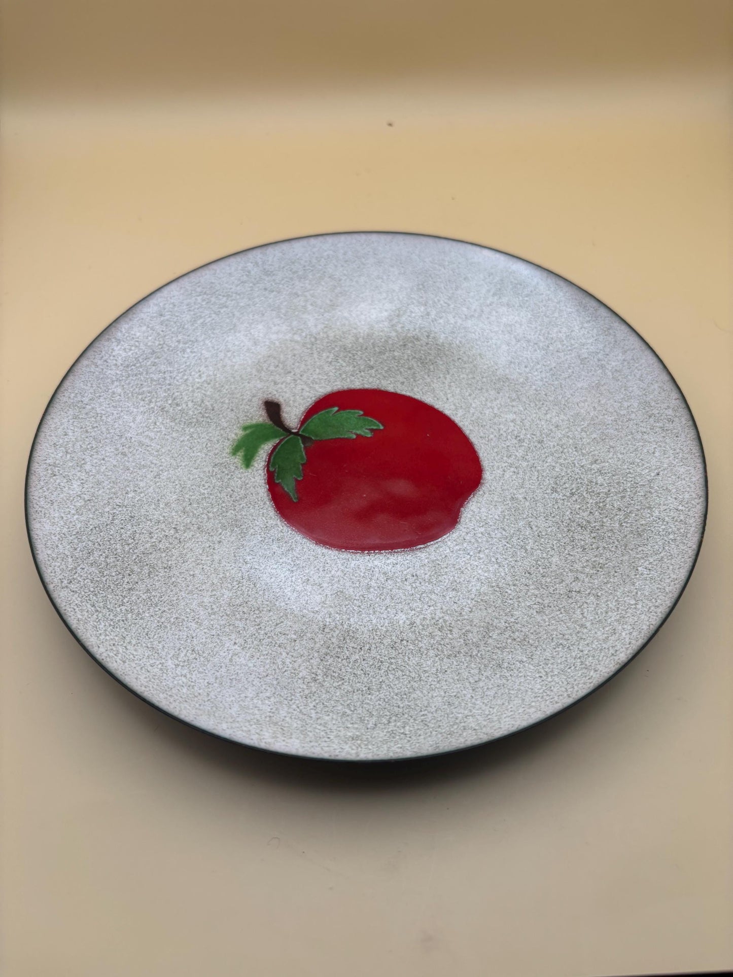 Vintage Bovano Enamel on Copper Apple Plate Lover Antiques and Vintage
