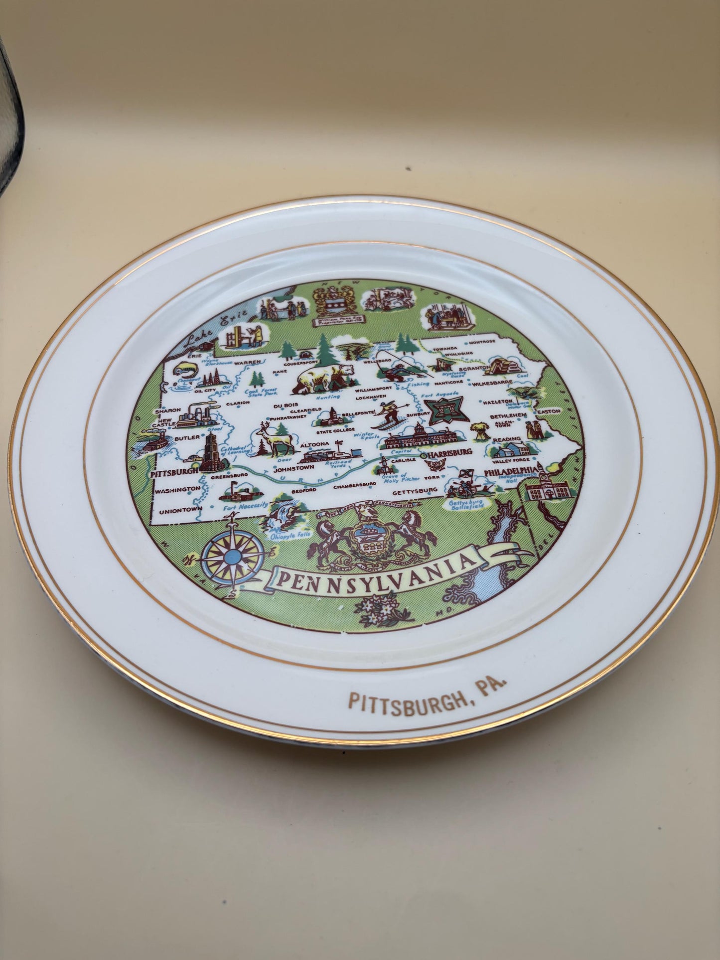 Vintage Taylor Smith Taylor Pennsylvania Map Plate No. 10541 Lover Antiques and Vintage