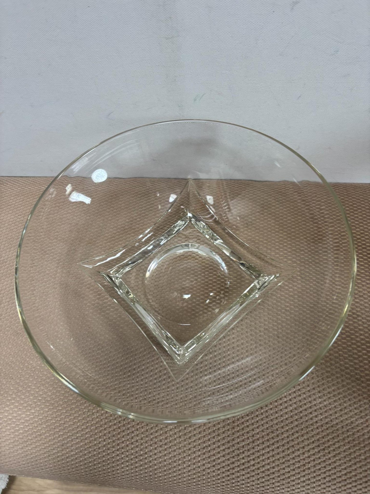 Vintage Mid Century Modern Hazel Atlas Glass Serving Bowl with Square Base Lover Antiques and Vintage