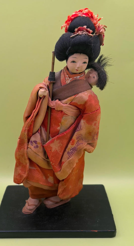 Vintage Oriental Woman and Child on Back Lover Antiques and Vintage