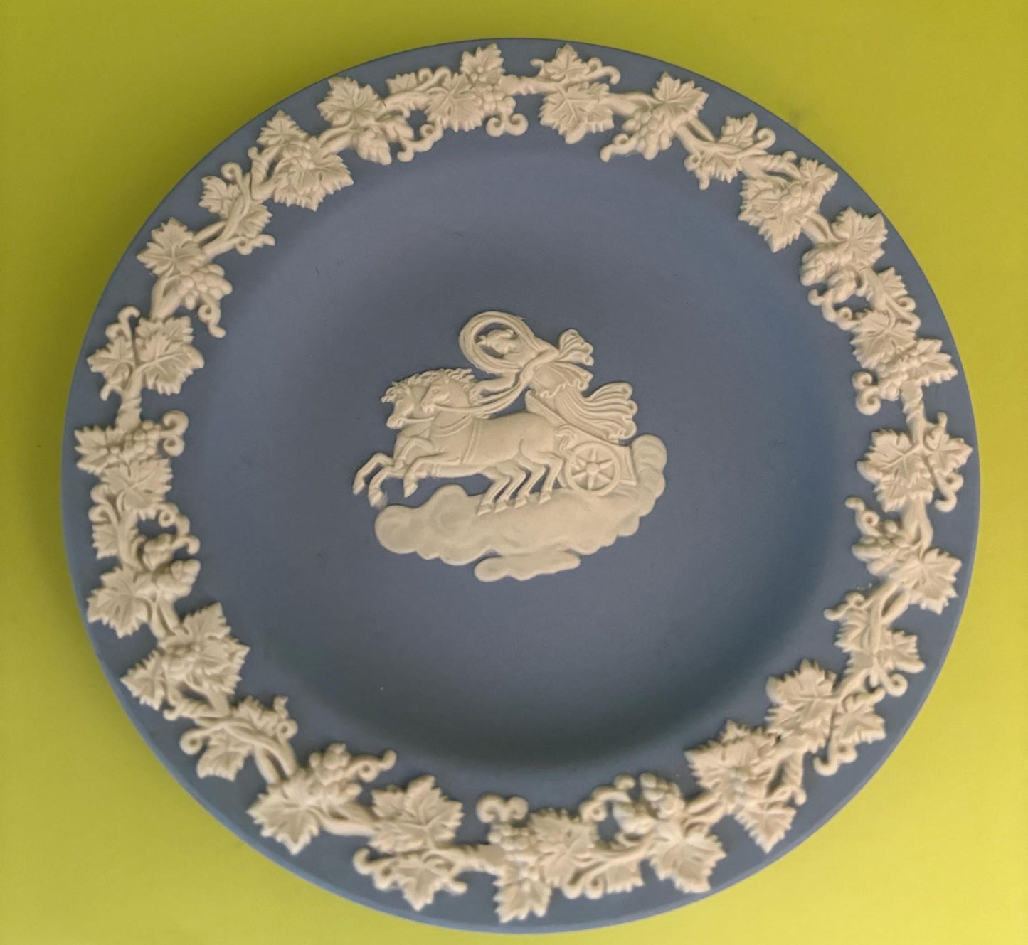 Vintage Wedgwood Blue Jasperware Plate Roman Horse & Chariot Design Lover Antiques and Vintage