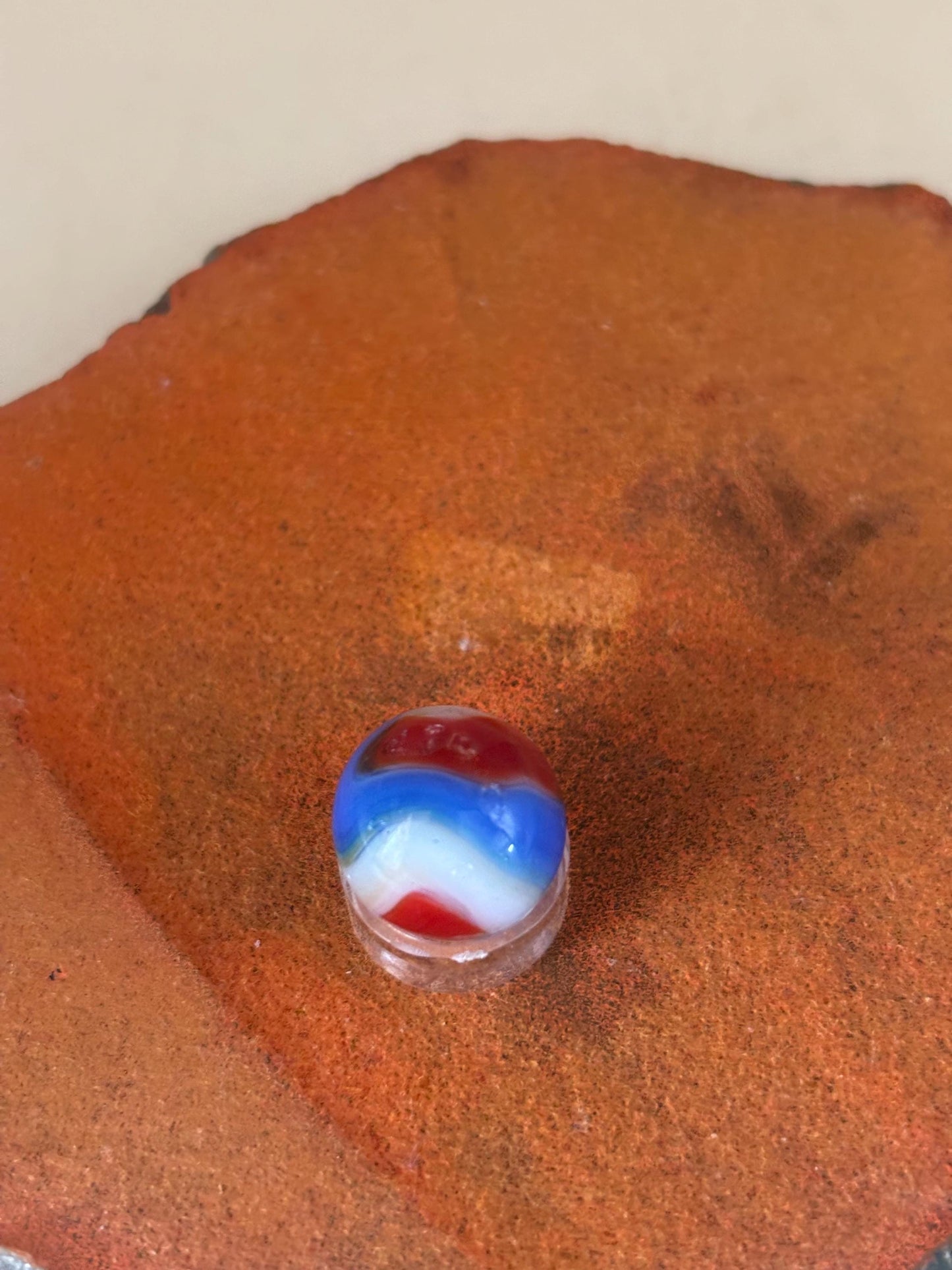 Vintage Vitro Blackline All Red Glass Marble Lover Antiques and Vintage