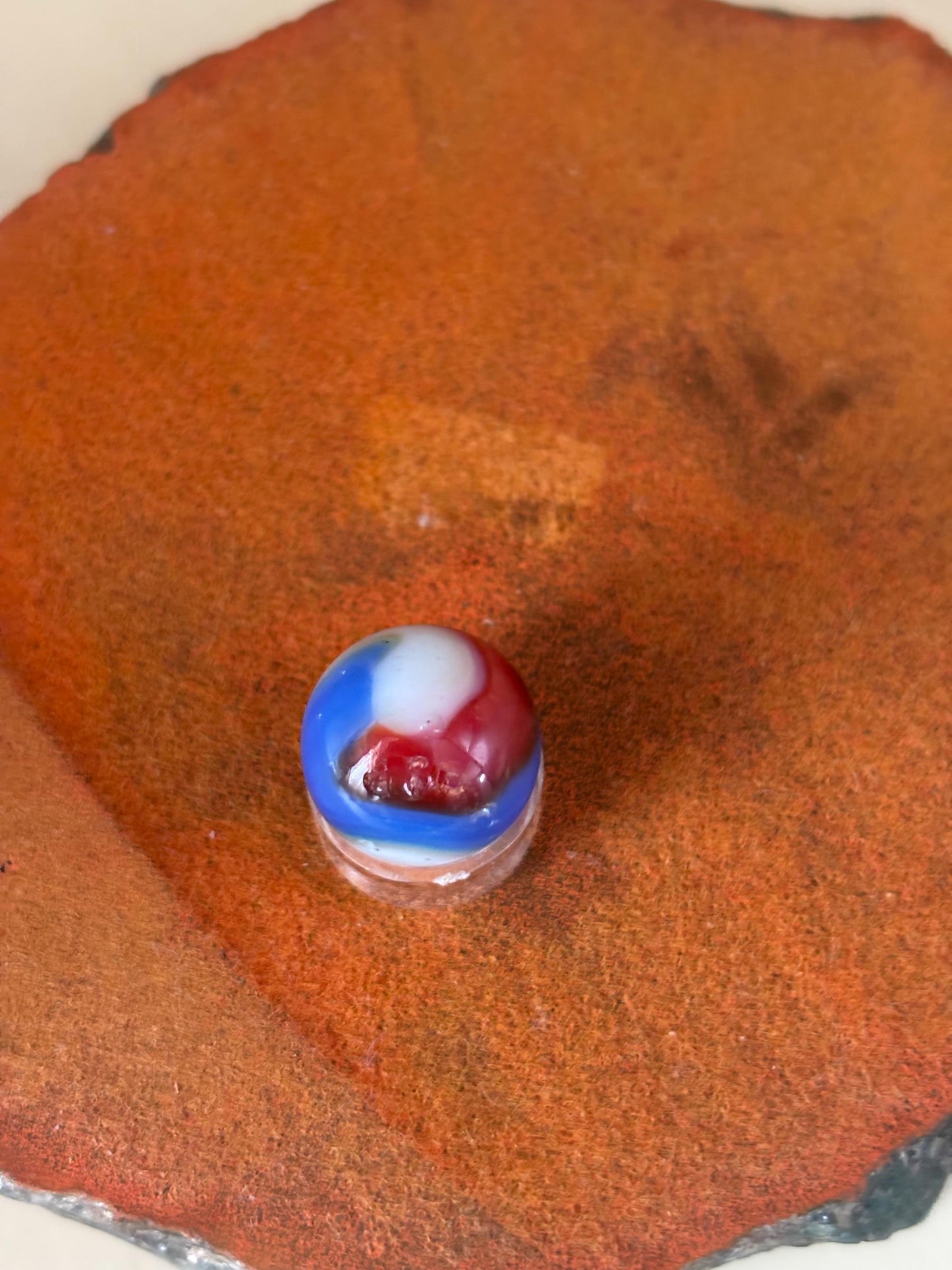 Vintage Vitro Blackline All Red Glass Marble Lover Antiques and Vintage