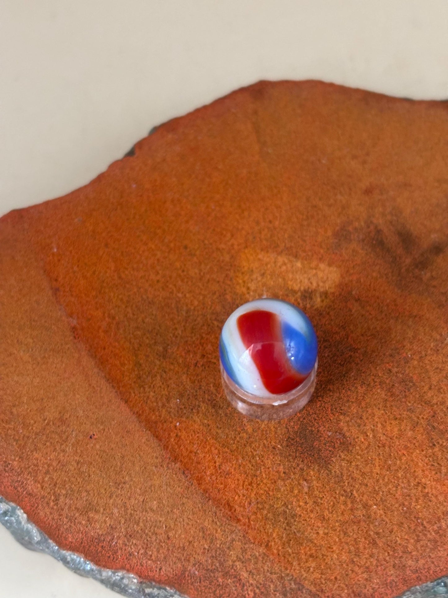 Vintage Vitro Blackline All Red Glass Marble Lover Antiques and Vintage