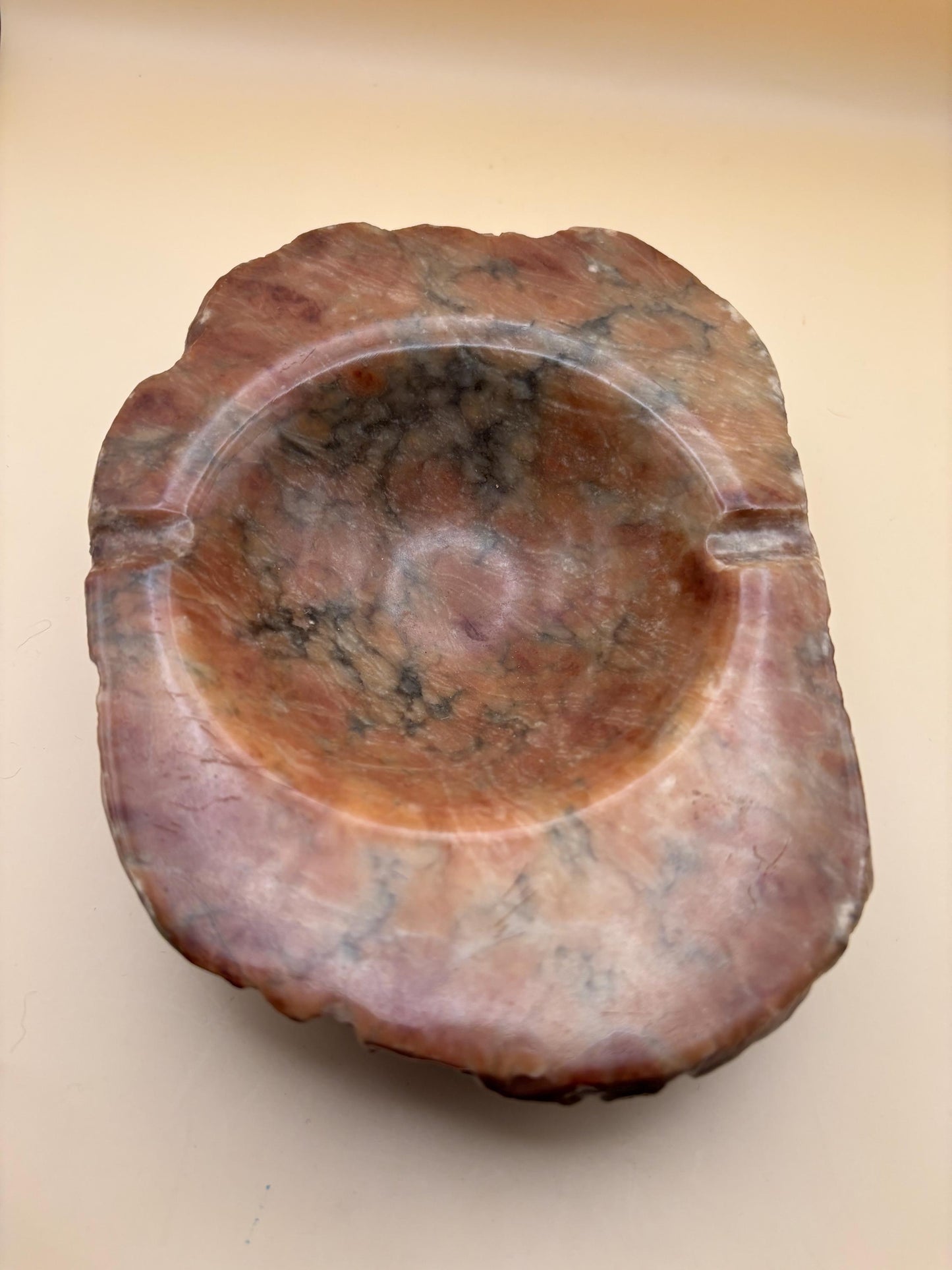 Vintage Brown Alabaster Stone Ashtray From Italy Lover Antiques and Vintage