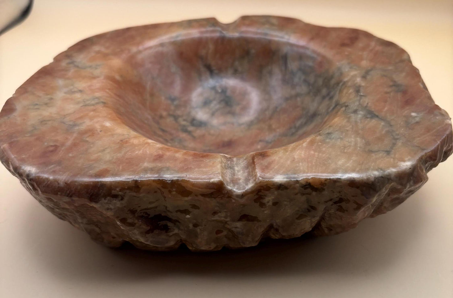 Vintage Brown Alabaster Stone Ashtray From Italy Lover Antiques and Vintage