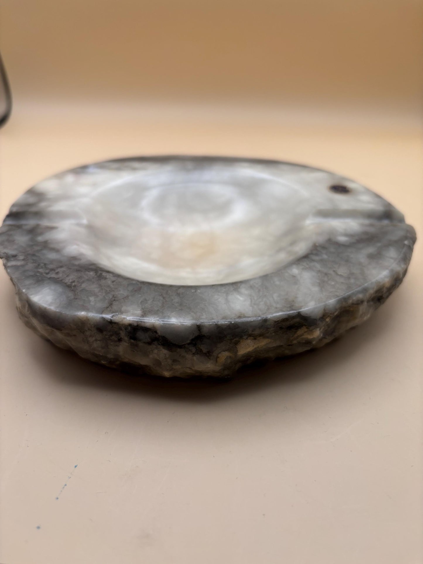 Vintage Italian Lime Cream and Gray Stone Ashtray From Italy Hand Carved Italian Stone Lover Antiques and Vintage