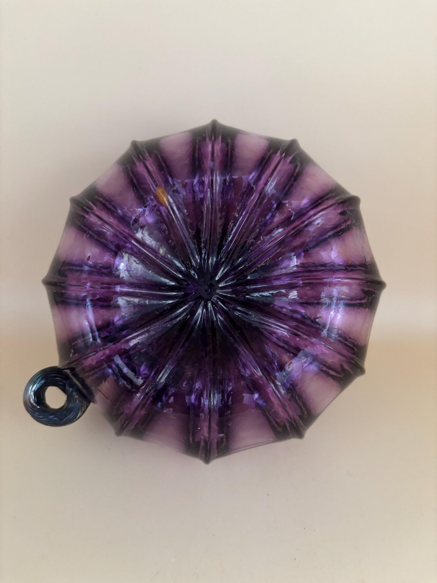 Vintage Purple Glass Pumpkin with Curly Stem Hand Blown Glass Art Lover Antiques and Vintage