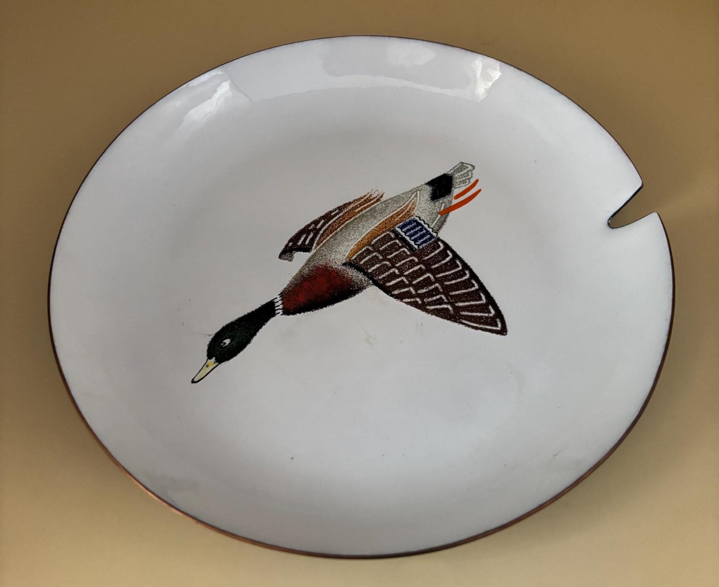 Vintage Mallard Enamel on Copper Plate Lover Antiques and Vintage