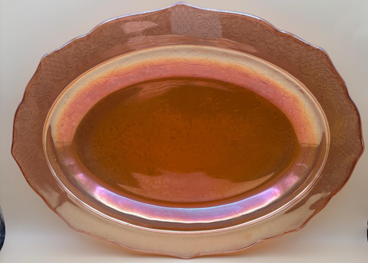 Vintage Federal Glass Marigold Carnival Glass Platter Orange Plate Lover Antiques and Vintage