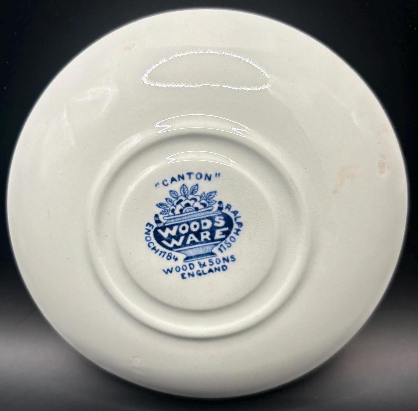 Canton Wood & Sons of England Antique Blue and White Saucer Woods Ware Plate Chinese Lover Antiques and Vintage