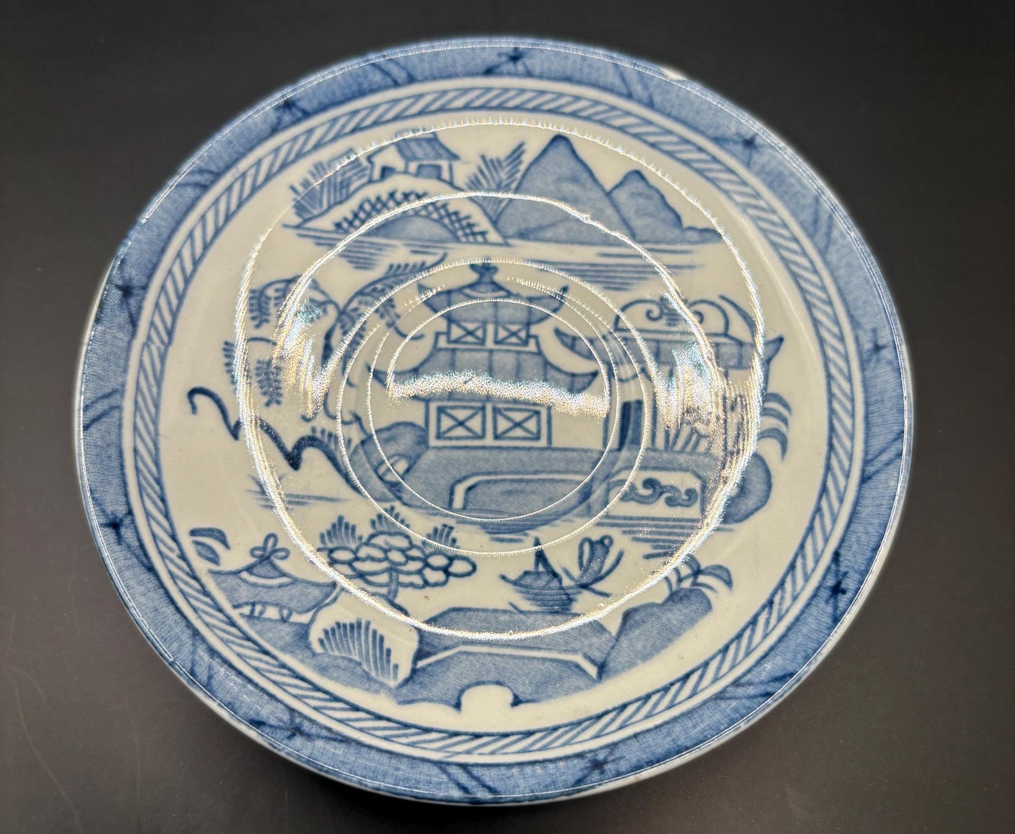 Canton Wood & Sons of England Antique Blue and White Saucer Woods Ware Plate Chinese Lover Antiques and Vintage