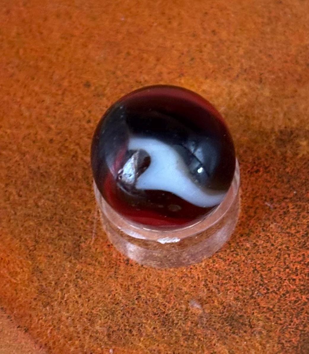 Vintage Peltier Rainbo Glass Marble Black White Red Glass Art Lover Antiques and Vintage