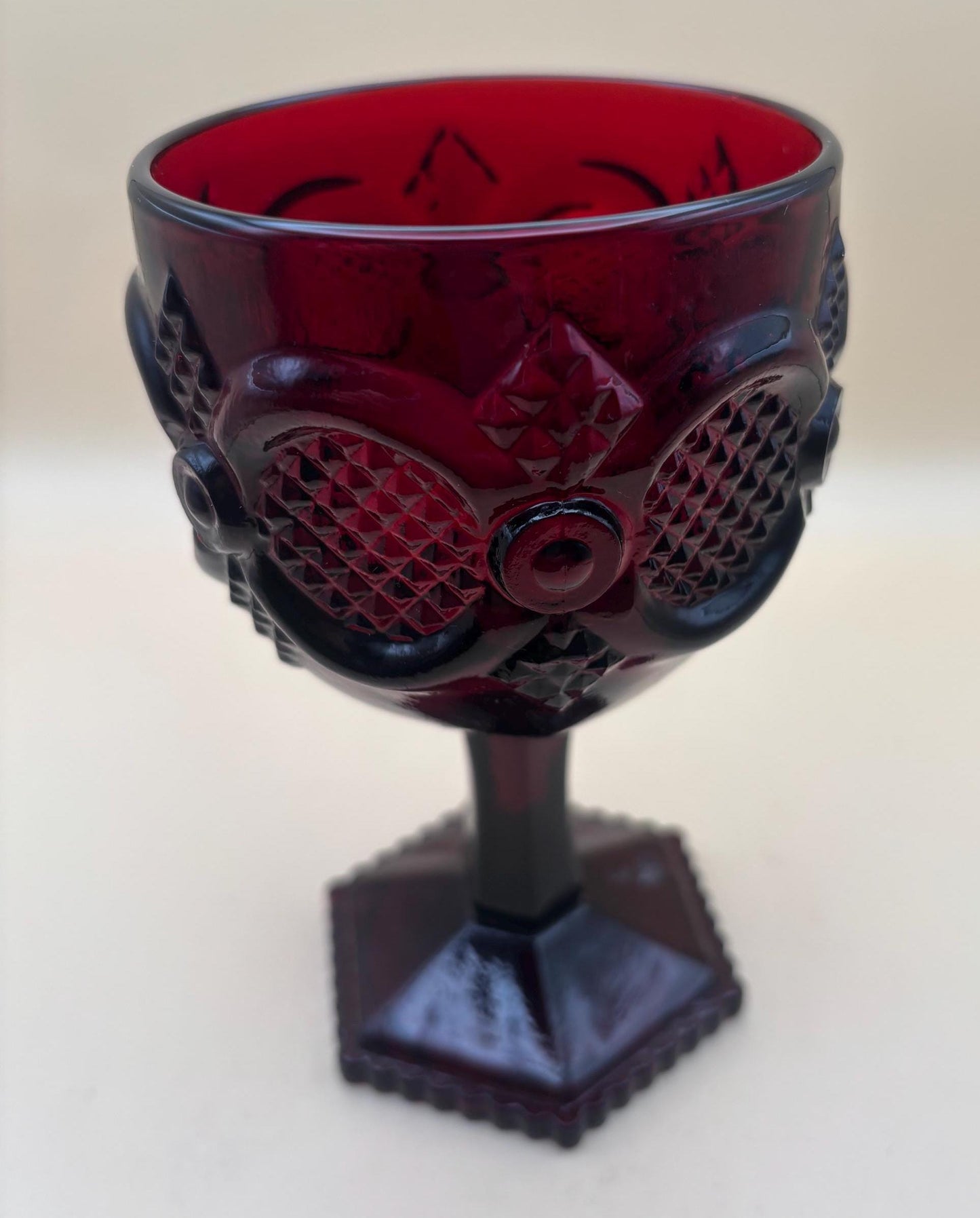 Vintage Avon Goblet Ruby Red Glass Wine Cup Red Glass Lover Antiques and Vintage