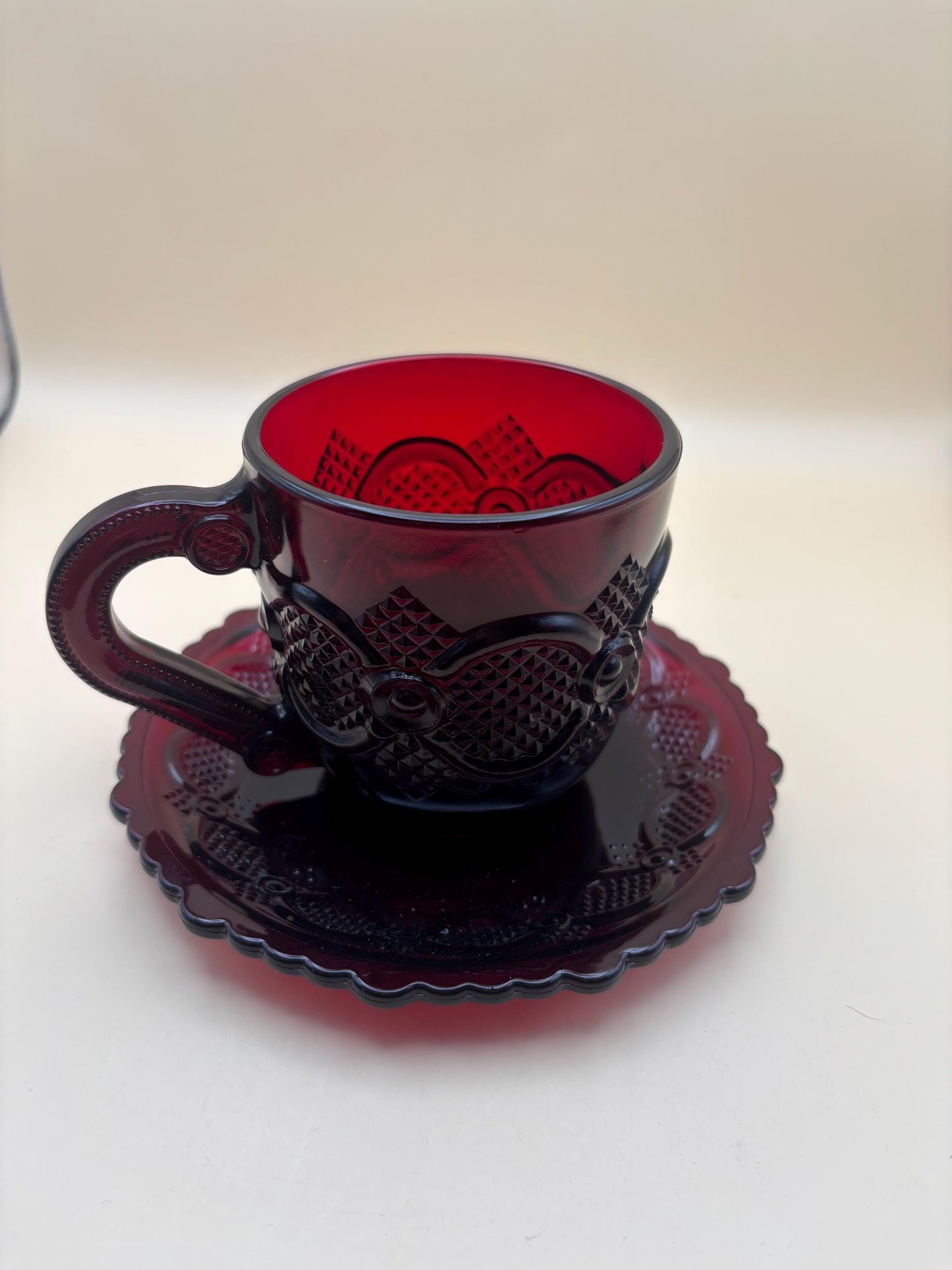 Vintage Avon Goblet Ruby Red Glass Wine Cup Red Glass Lover Antiques and Vintage