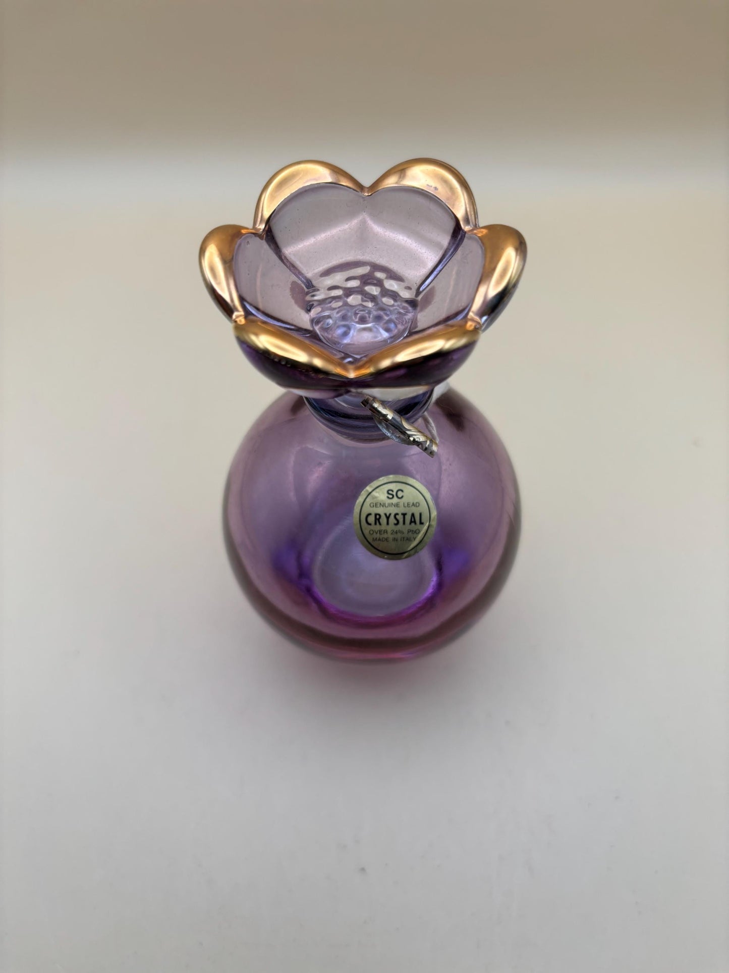 Vintage Purple Glass Crystal Perfume Bottle Made in Italy Lover Antiques and Vintage