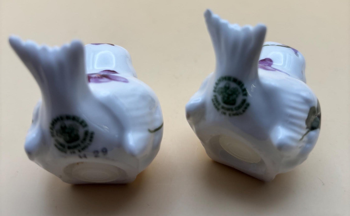 Vintage Hammersley Fine Bone China Bird Salt & Pepper Shakers Hand Painted Victorian Violets Lover Antiques and Vintage