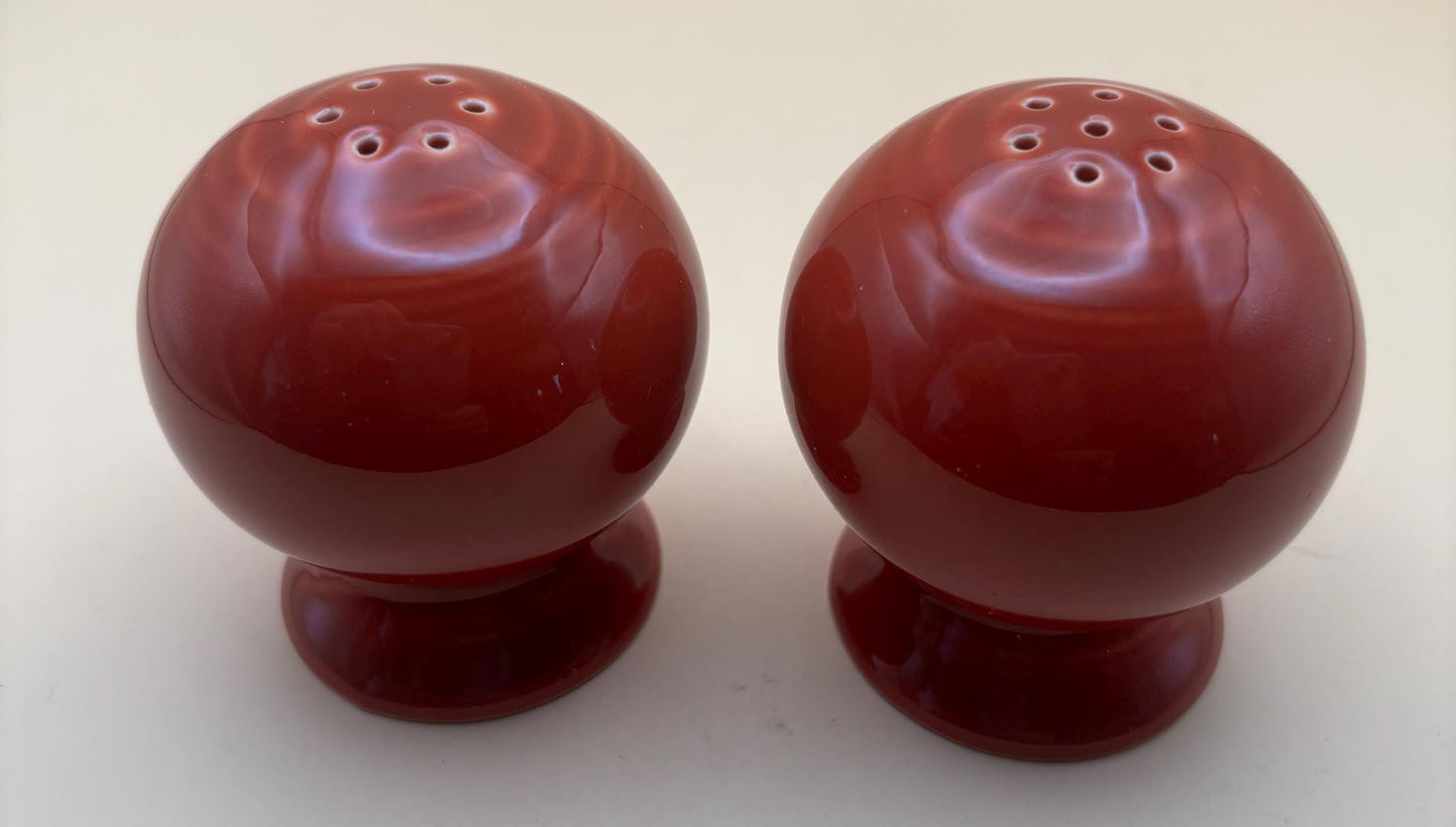 Vintage Fiesta Ball Salt & Pepper Shakers in Burgundy Lover Antiques and Vintage