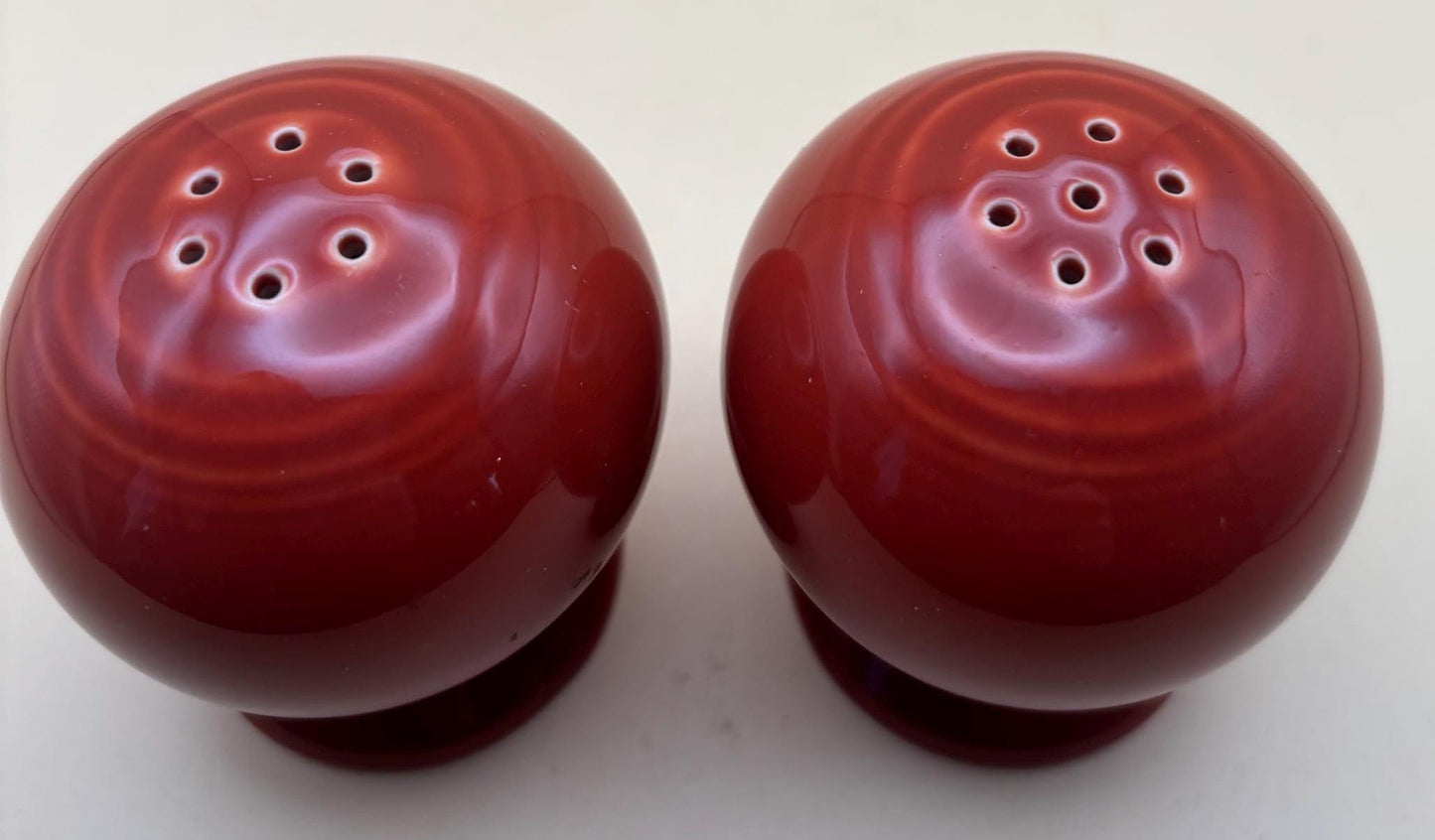 Vintage Fiesta Ball Salt & Pepper Shakers in Burgundy Lover Antiques and Vintage