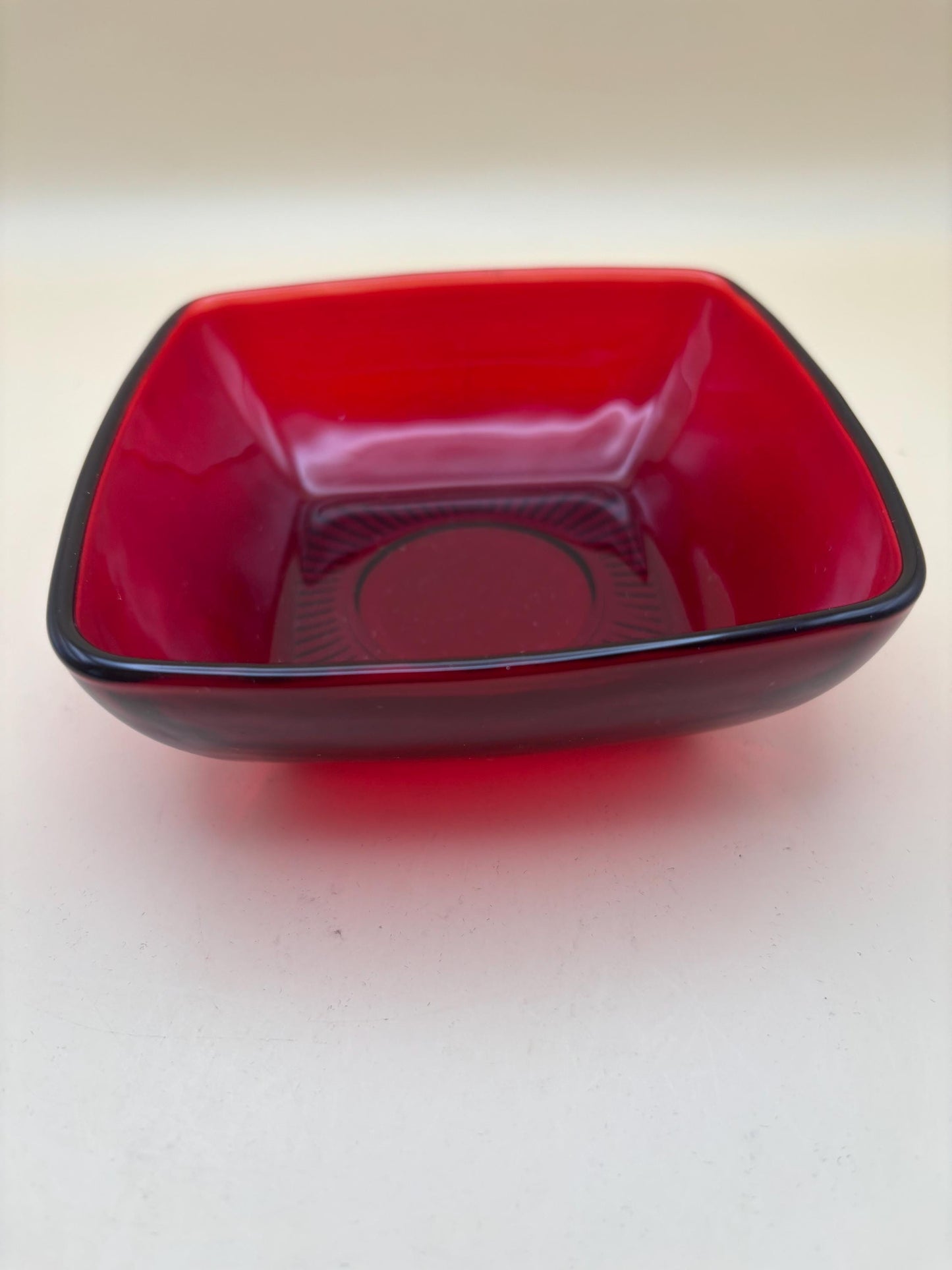Vintage Ruby Red Square Bowl Anchor Hocking Gorgeous Red Bowl Lover Antiques and Vintage