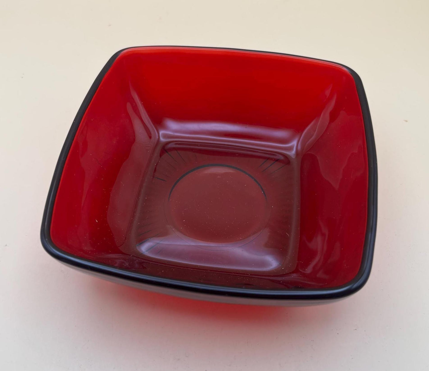 Vintage Ruby Red Square Bowl Anchor Hocking Gorgeous Red Bowl Lover Antiques and Vintage