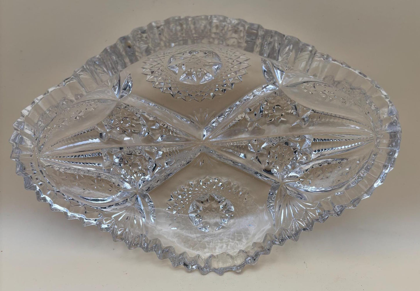 Vintage Cambridge Glass Relish Dish Sawtooth Bowl Platter Lover Antiques and Vintage