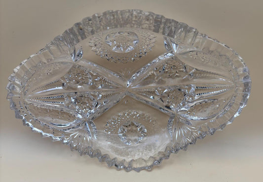 Vintage Cambridge Glass Relish Dish Sawtooth Bowl Platter Lover Antiques and Vintage