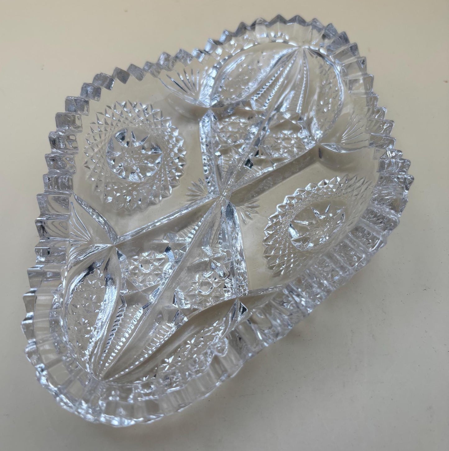 Vintage Cambridge Glass Relish Dish Sawtooth Bowl Platter Lover Antiques and Vintage