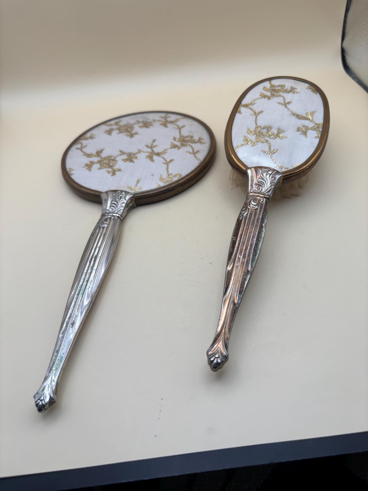 Vintage Hand Mirror and 2 Brush Set Lover Antiques and Vintage