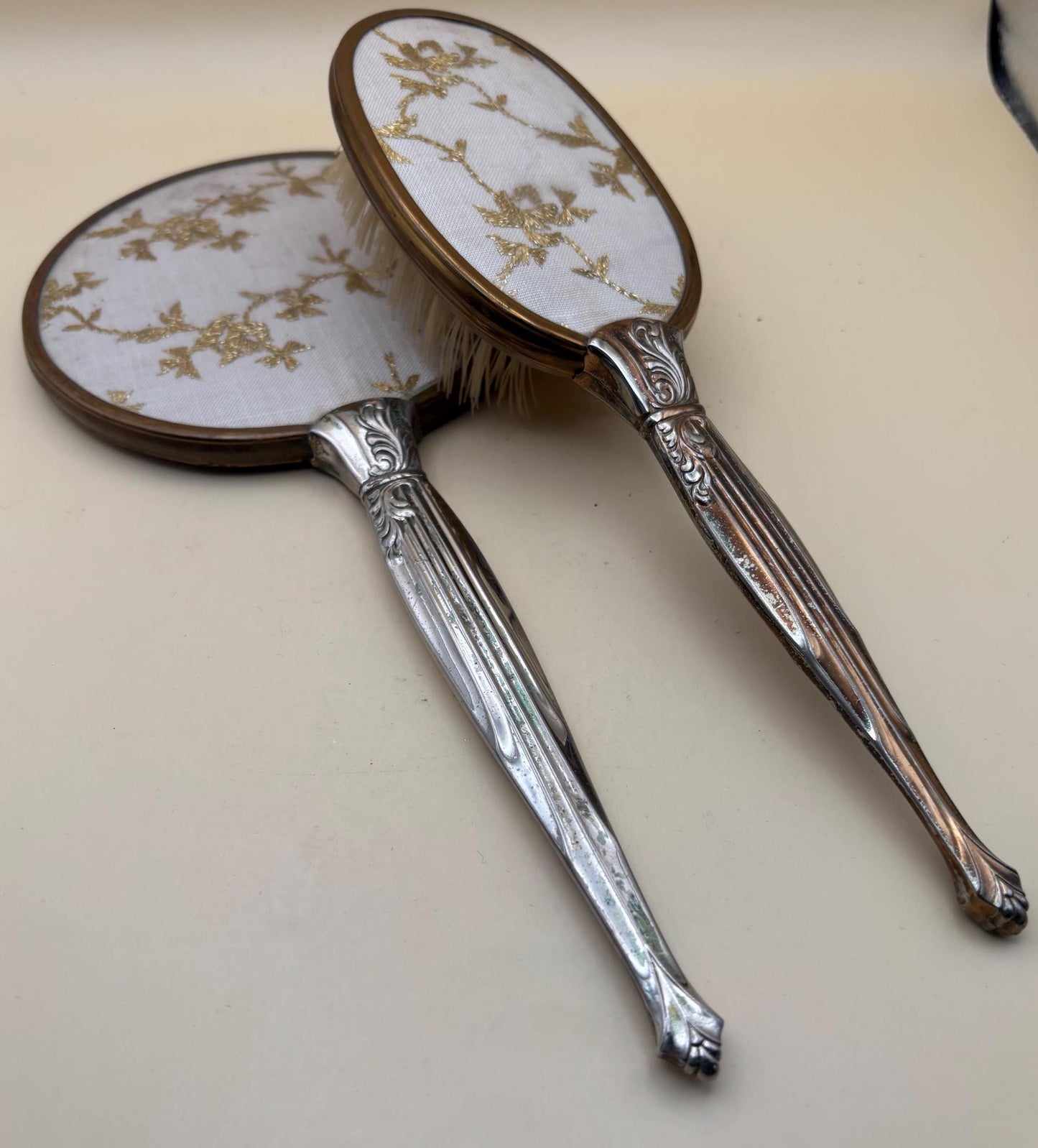 Vintage Hand Mirror and 2 Brush Set Lover Antiques and Vintage