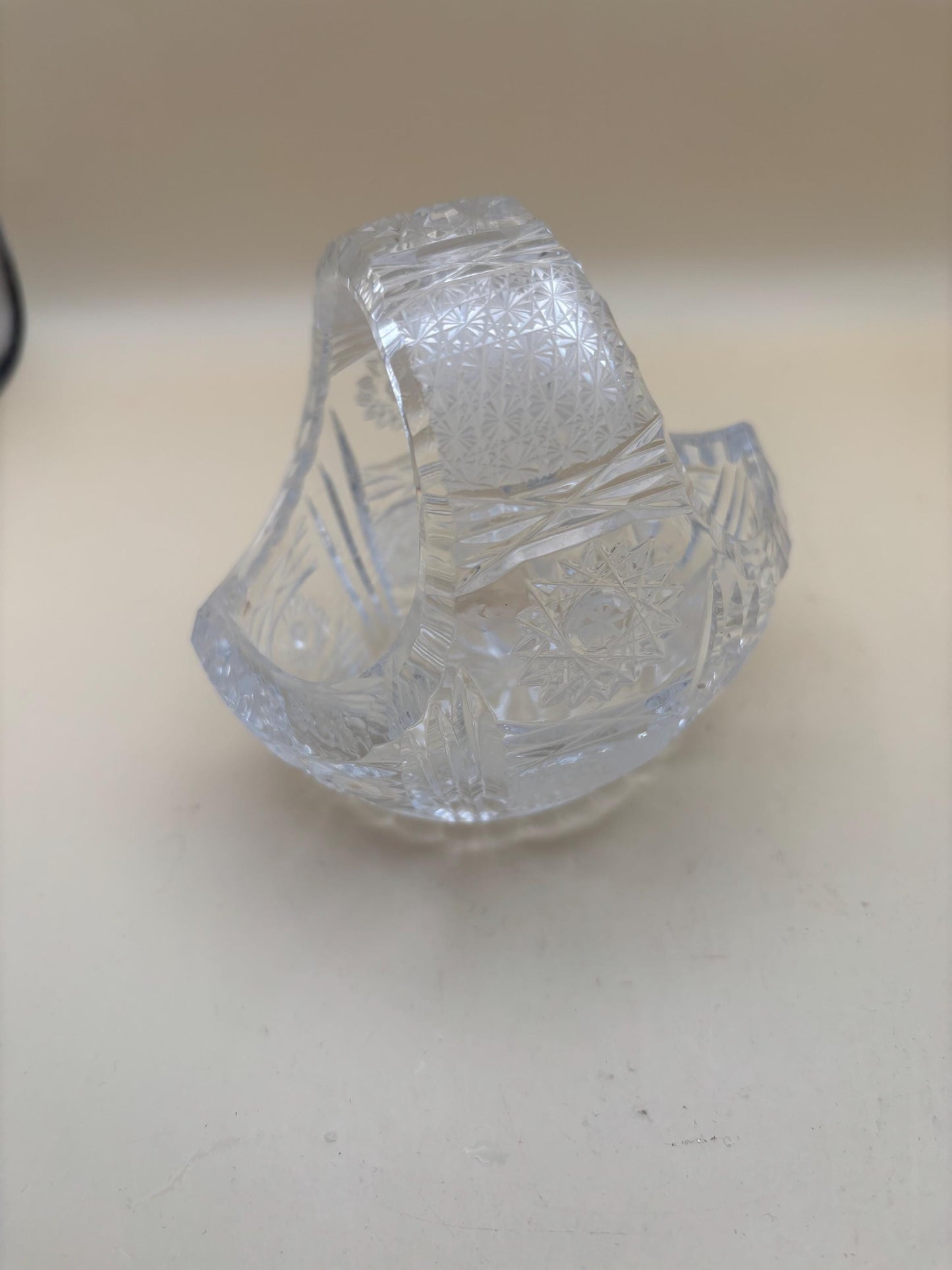Vintage Crystal Glass Basket with Handle Lover Antiques and Vintage