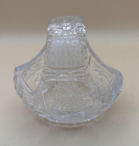 Vintage Crystal Glass Basket with Handle Lover Antiques and Vintage