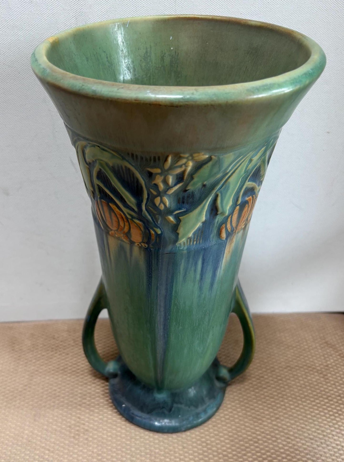 Vintage Roseville Pottery Double Handled Vase The Baneda Line By George Krause Lover Antiques and Vintage